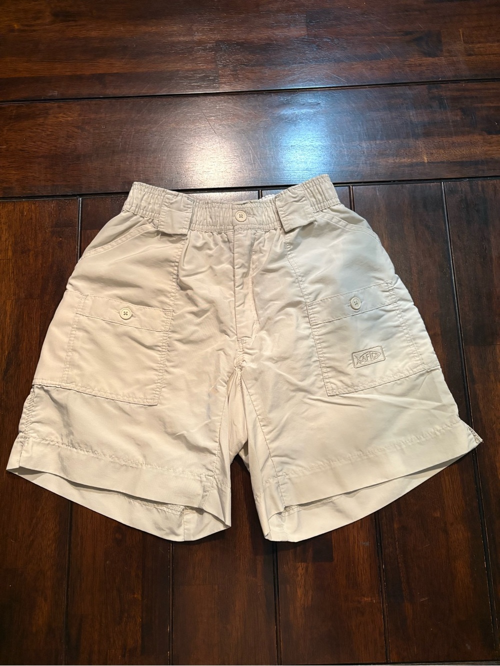 AFTCO Men’s Cargo Khaki Shorts in Light Beige, Size 28